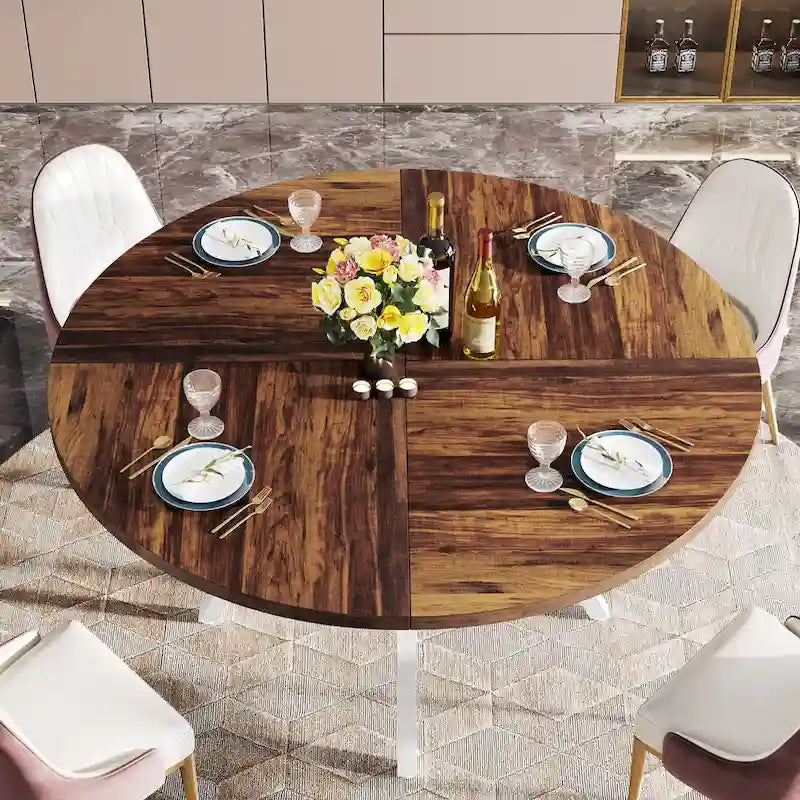 Tavolo da Pranzo Rotondo Moderno da 47 Pollici per 4 Persone - 47.2P x 47.2L x 29.9A