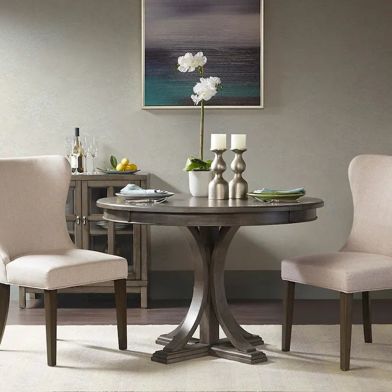 Tavolo da pranzo rotondo 44, Finitura in legno massello Design classico, sedie escluse