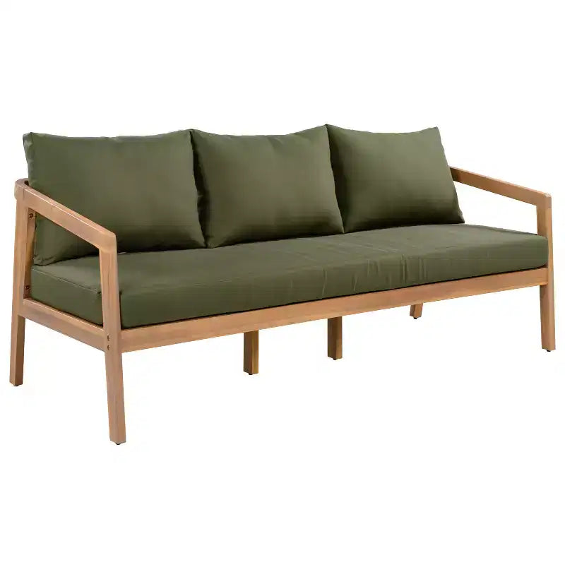 Christopher Knight Home Sunny Set Salotto Moderno a 5 Pezzi in Acacia con Tavolo Rettangolare a Doghe e 7 Posti