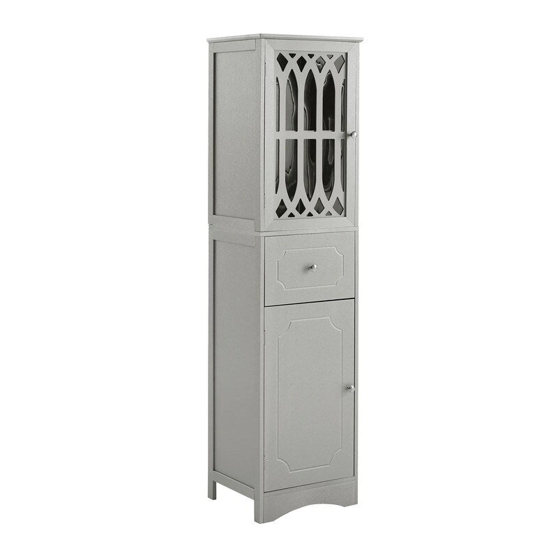Grondin MDF Board 63.8 Tall Bathroom Tower Cabinet, Freestanding Bathroom Storage Cabinet with Drawer and Acrylic Door