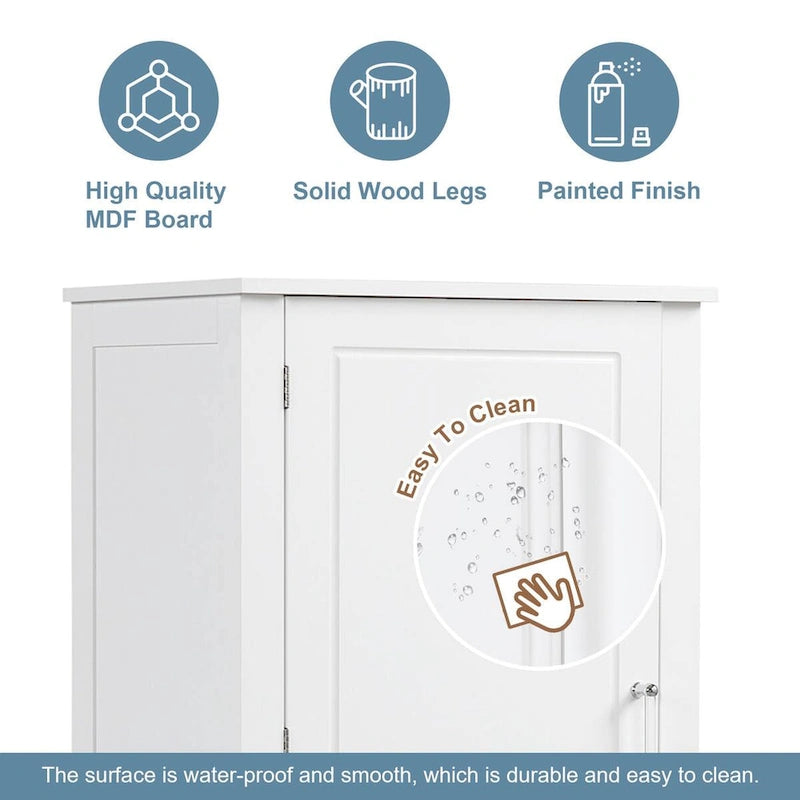 Freestanding Tall Bathroom Storage Cabinet with Door, 2 Drawers and Adjustable Shelf