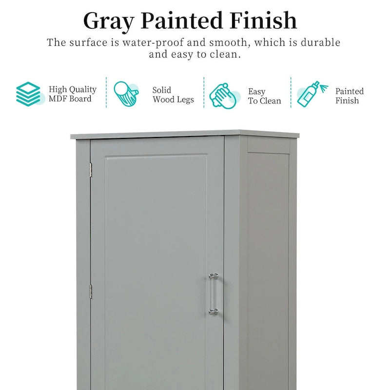 Freestanding Tall Bathroom Storage Cabinet with Door, 2 Drawers and Adjustable Shelf