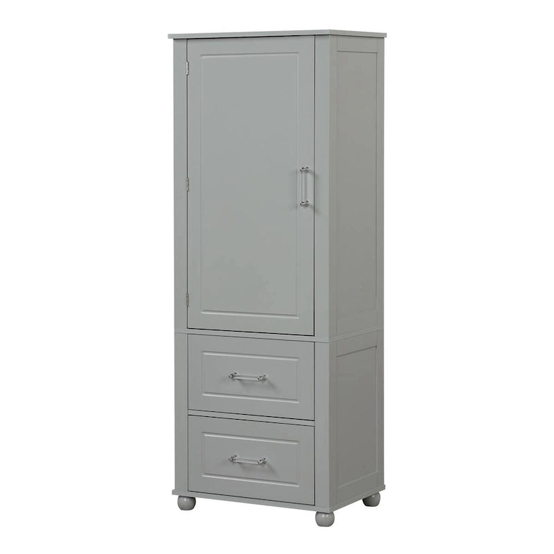 Freestanding Tall Bathroom Storage Cabinet with Door, 2 Drawers and Adjustable Shelf