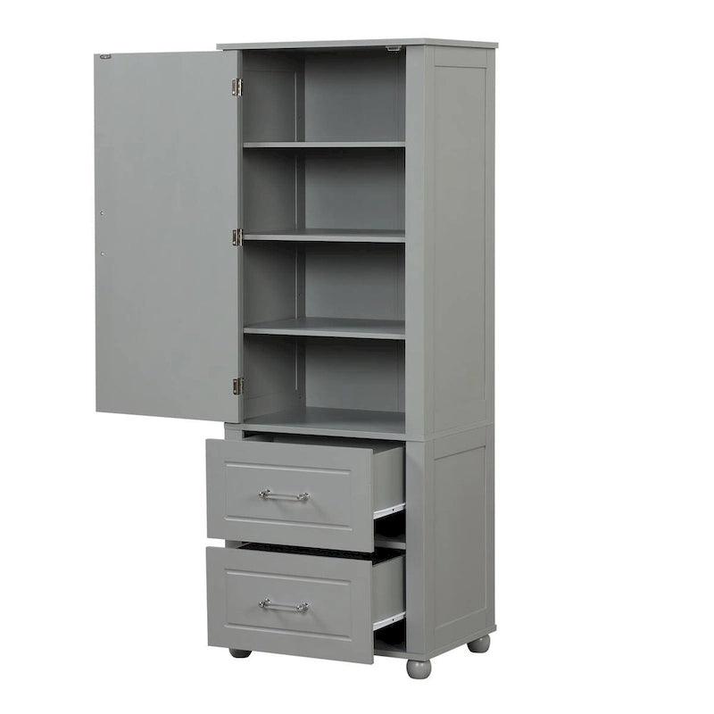 Freestanding Tall Bathroom Storage Cabinet with Door, 2 Drawers and Adjustable Shelf