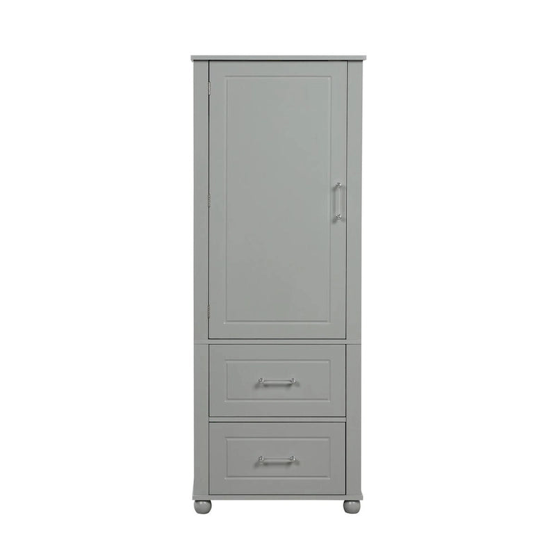 Freestanding Tall Bathroom Storage Cabinet with Door, 2 Drawers and Adjustable Shelf