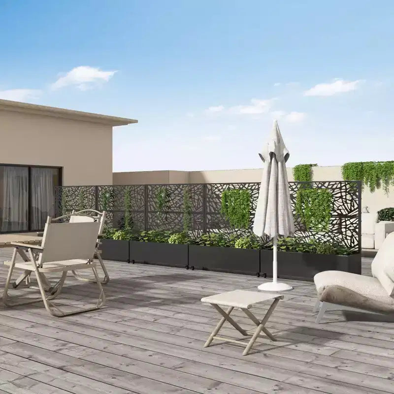 MAYEERTY Fioriera con traliccio in ferro nero Rete Stile 01 72x47x16in Set da 3 pezzi