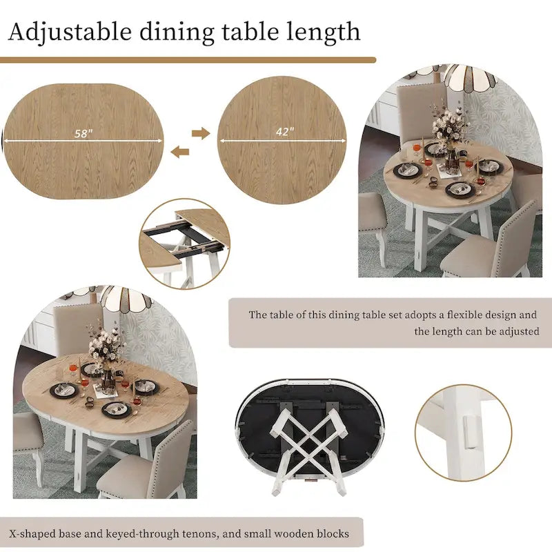 Tavolo da pranzo allungabile rotondo da cascina con 16 inserti in legno per cucina