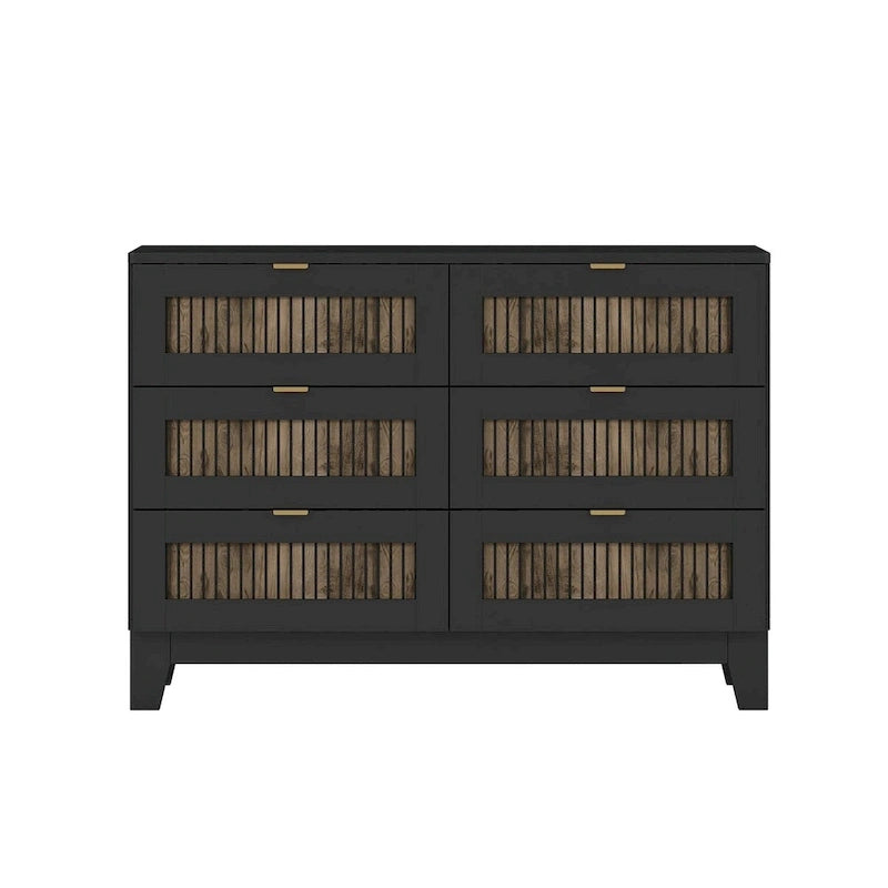 Set 4 pezzi per camera da letto: letto a piattaforma stile rustico, comodino e cassettiera con maniglie in metallo