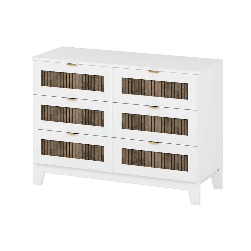 Set 4 pezzi per camera da letto: letto a piattaforma stile rustico, comodino e cassettiera con maniglie in metallo