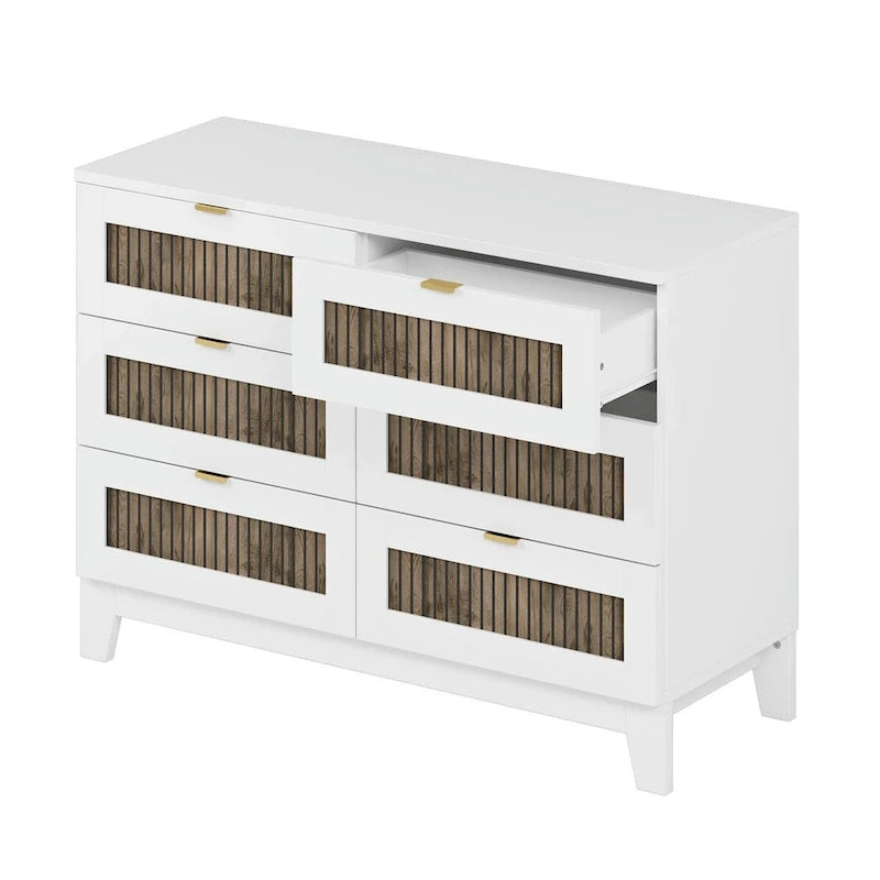 Set 4 pezzi per camera da letto: letto a piattaforma stile rustico, comodino e cassettiera con maniglie in metallo