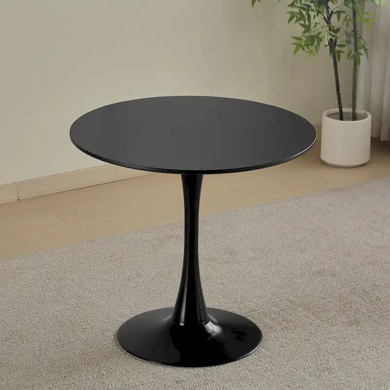 Tavolo da pranzo rotondo, tavolo da cucina moderno, design a tulipano da 80 cm con piedistallo, tavolo casual medievale per 2-4 persone