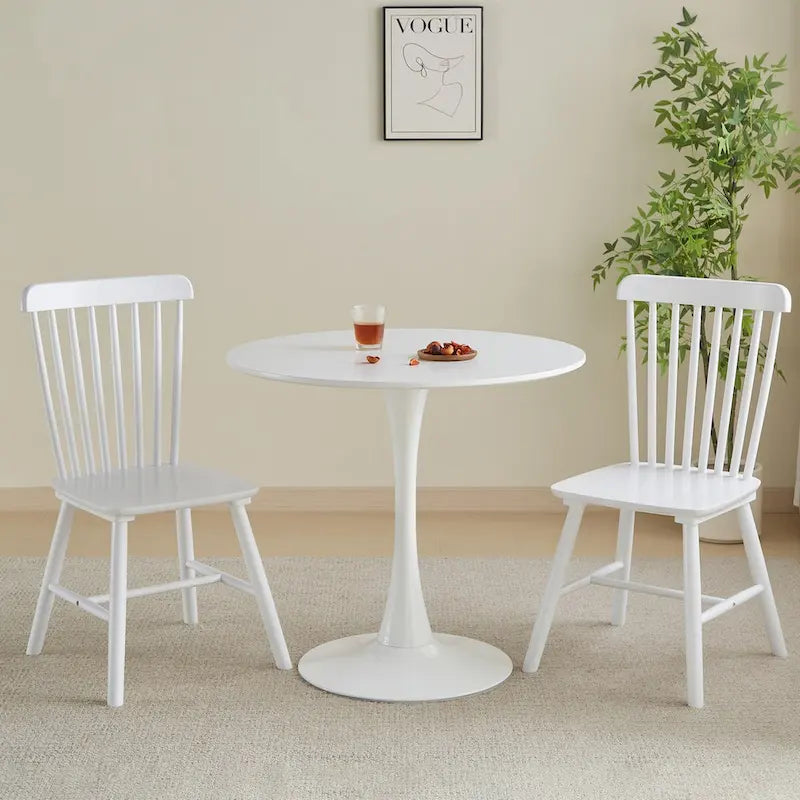 Tavolo da pranzo rotondo, tavolo da cucina moderno, design a tulipano da 80 cm con piedistallo, tavolo casual medievale per 2-4 persone