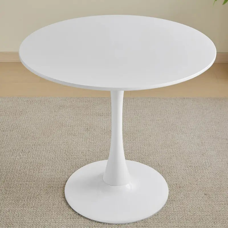 Tavolo da pranzo rotondo, tavolo da cucina moderno, design a tulipano da 80 cm con piedistallo, tavolo casual medievale per 2-4 persone