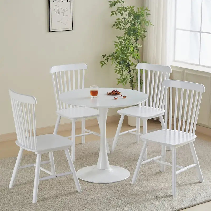 Tavolo da pranzo rotondo, tavolo da cucina moderno, design a tulipano da 80 cm con piedistallo, tavolo casual medievale per 2-4 persone