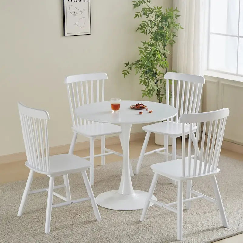 Tavolo da pranzo rotondo, tavolo da cucina moderno, design a tulipano da 80 cm con piedistallo, tavolo casual medievale per 2-4 persone