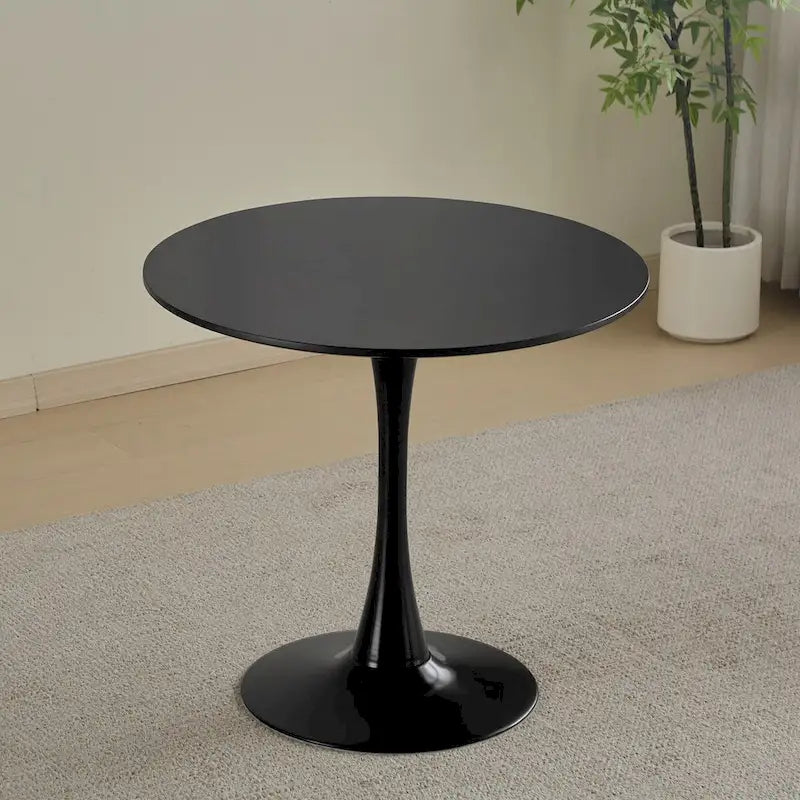 Tavolo da pranzo rotondo, tavolo da cucina moderno, design a tulipano da 80 cm con piedistallo, tavolo casual medievale per 2-4 persone