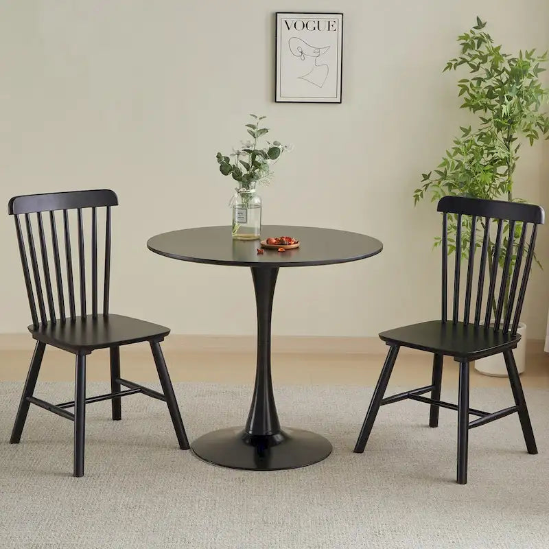Tavolo da pranzo rotondo, tavolo da cucina moderno, design a tulipano da 80 cm con piedistallo, tavolo casual medievale per 2-4 persone