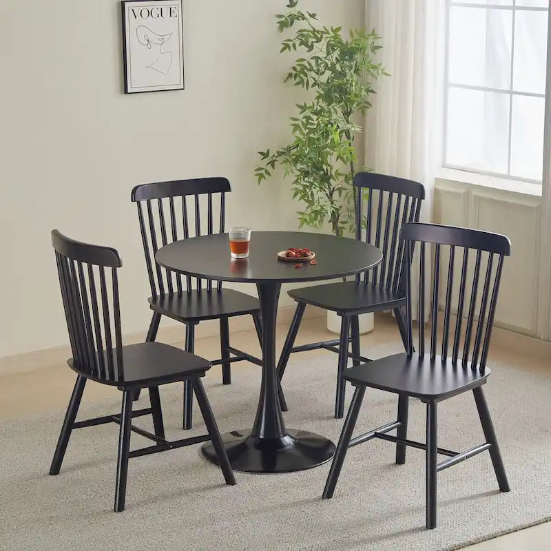 Tavolo da pranzo rotondo, tavolo da cucina moderno, design a tulipano da 80 cm con piedistallo, tavolo casual medievale per 2-4 persone