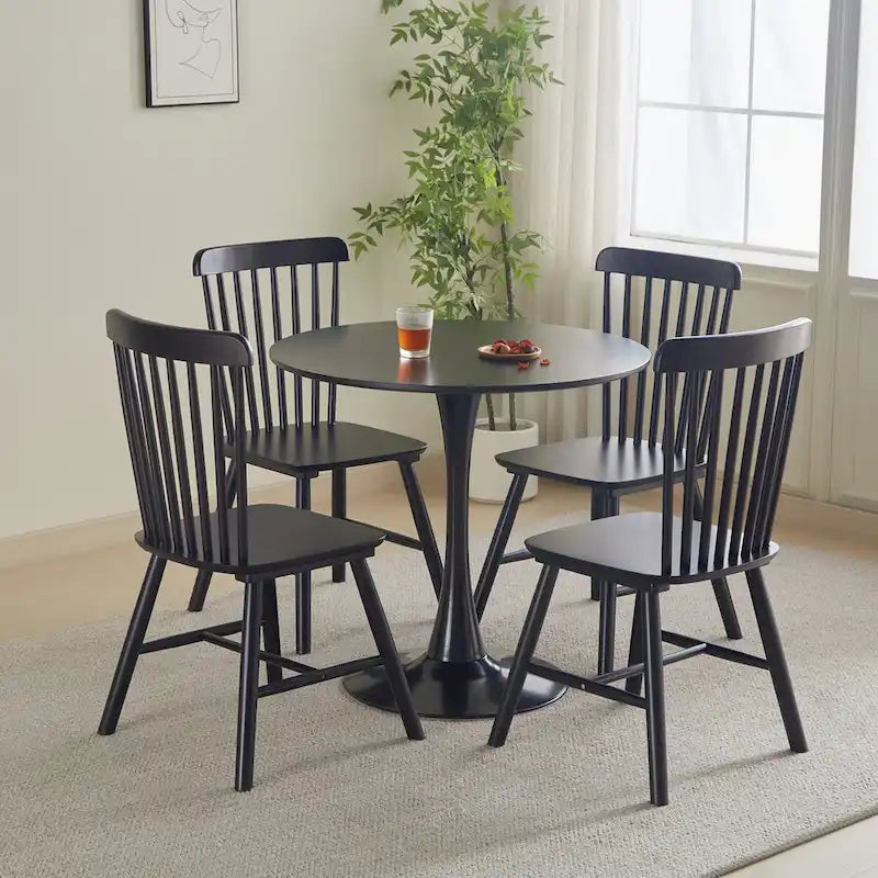 Tavolo da pranzo rotondo, tavolo da cucina moderno, design a tulipano da 80 cm con piedistallo, tavolo casual medievale per 2-4 persone