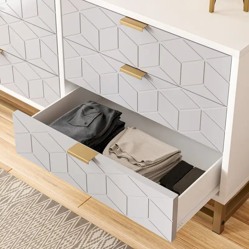 6 Drawer Dresser for Bedroom, Wood Chest of Drawers