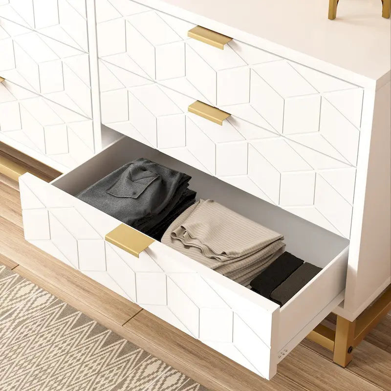 6 Drawer Dresser for Bedroom, Wood Chest of Drawers