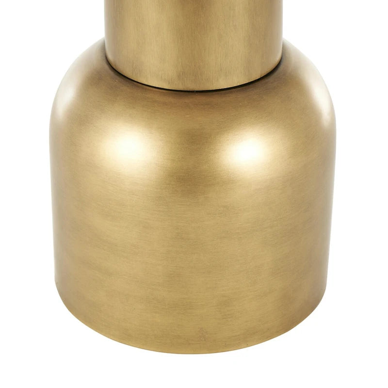 Metal Pedestal Side End Accent Table with Cream Marble Tabletop - Gold - Roche River Decor