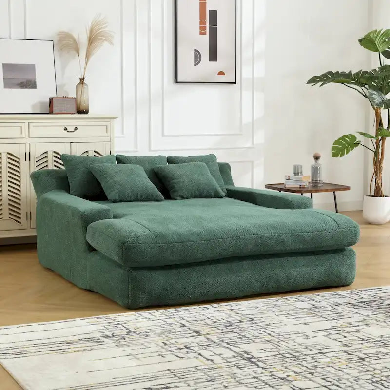 Canapé-lit paresseux 2 places en chenille avec 5 coussins de dossier