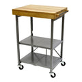 Carrello da cucina/bar portatile pieghevole Origami con ruote e piano in legno massello, argento