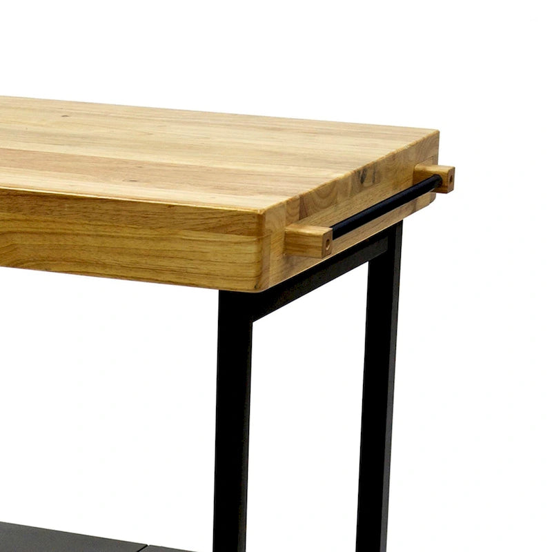 Carrello da cucina/bar portatile pieghevole Origami con ruote e piano in legno massello, argento