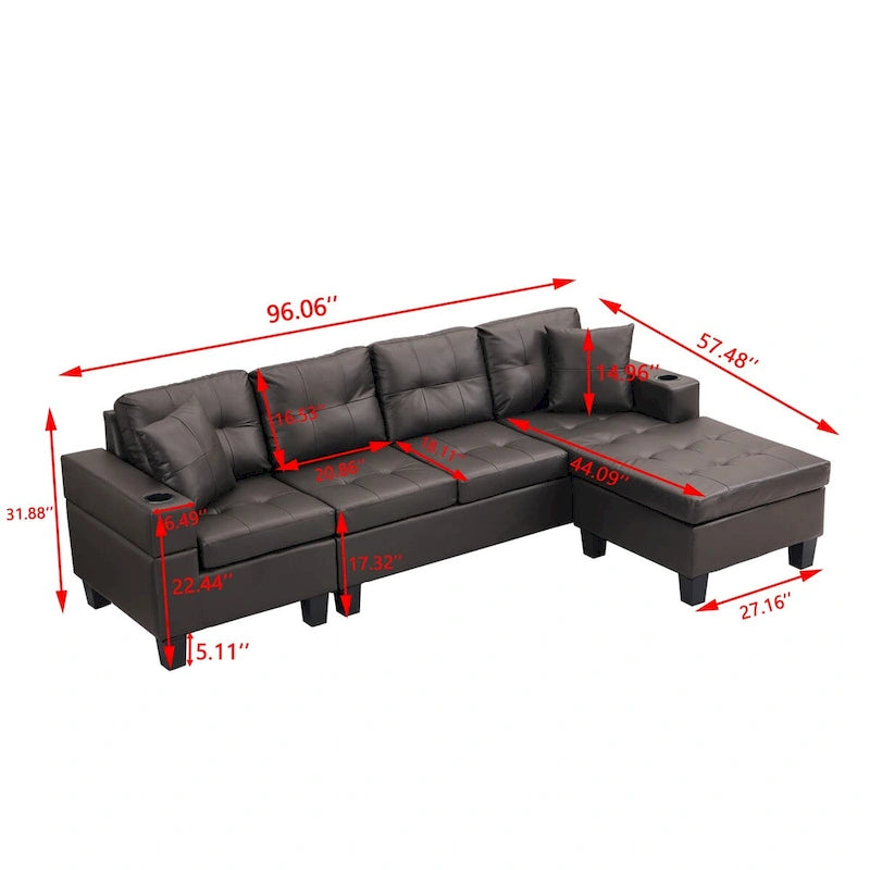 Sectional Sofa Set for Living Room with L Shape Chaise Lounge