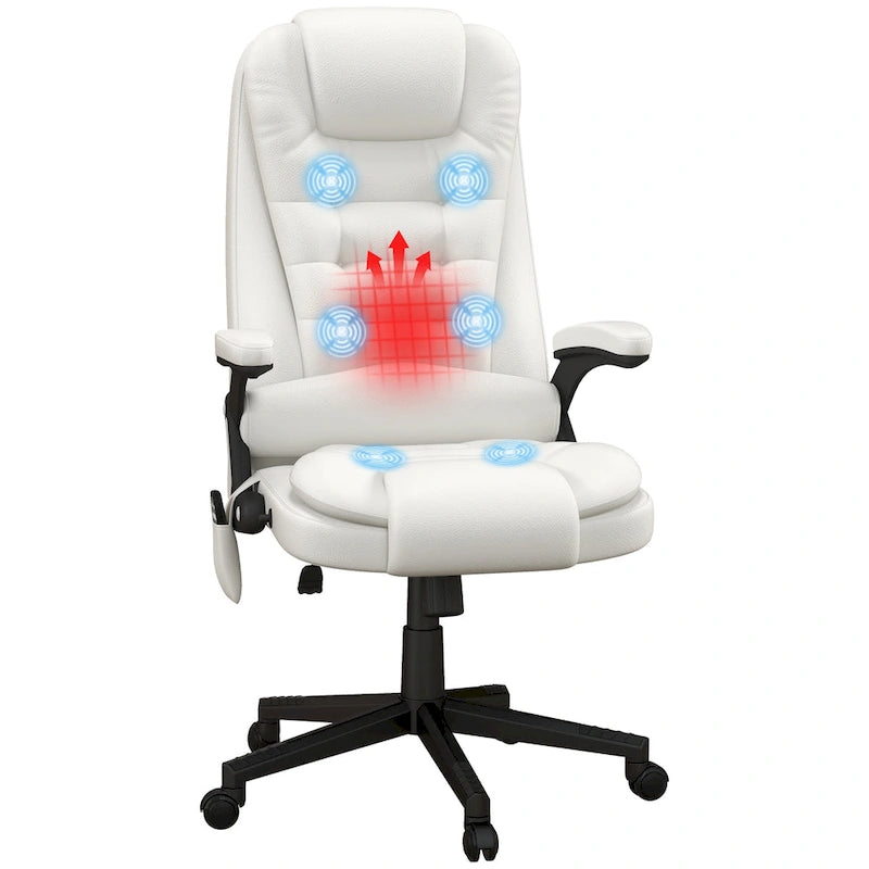 High Back Vibration Massage Office Chair with 6 Vibration Points, Heated Reclining Computer Chair with Armrest and Remote