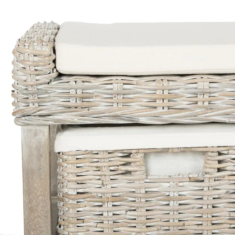 SAFAVIEH Rosalinda Rattan Panca Contenitore Bianca a 3 Cassetti - 120Lx40Px45A