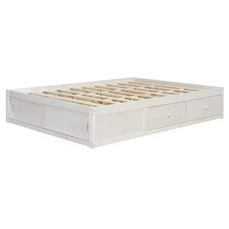 Struttura letto a piattaforma Whisen Queen con 4 cassetti e contenitore nella pediera