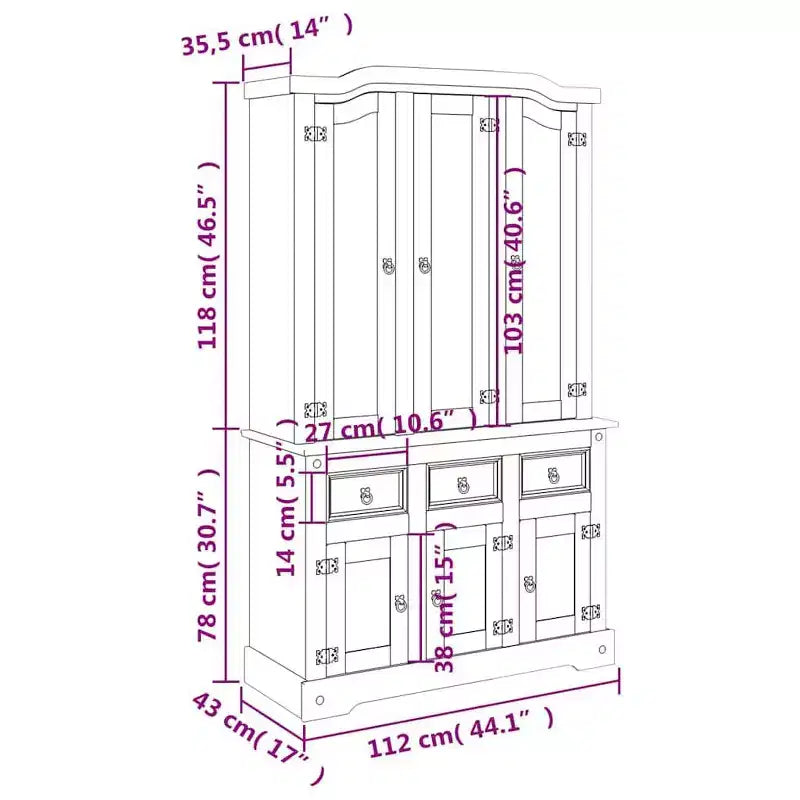 vidaXL Corona Highboard