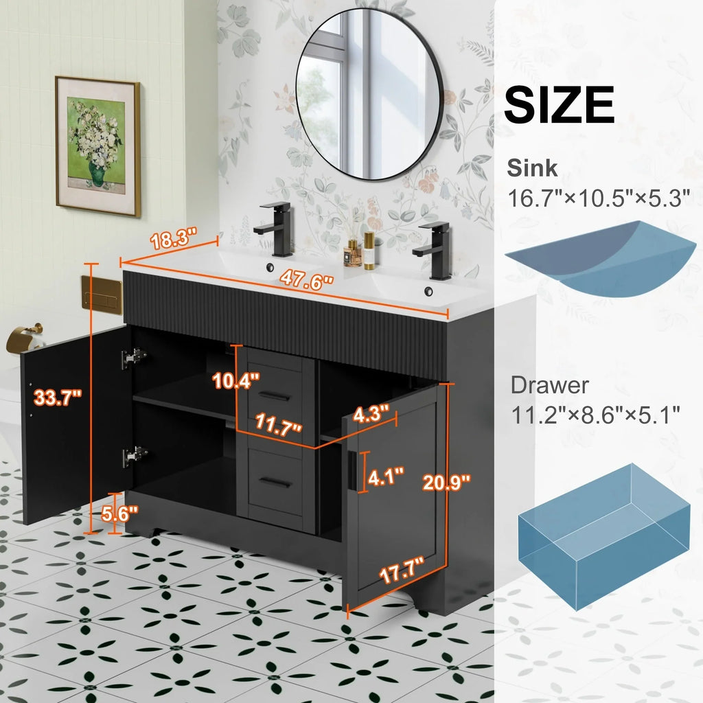 Mobile bagno 30/36/48 Wavy Line con lavabo e rubinetto