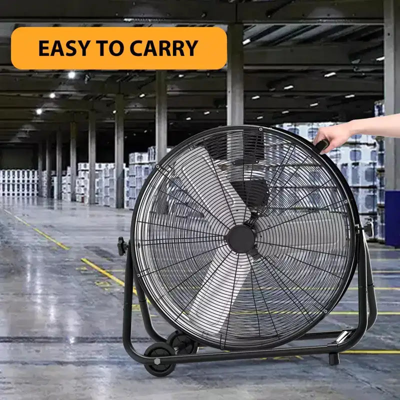 Ventilatore da Pavimento, Ventilatore Industriale - Ventilatore a Tamburo Robusto da 24 Pollici con 4 Velocità, Circolatore d'Aria in Metallo per Magazzino, Officina, Garage, Fabbrica, Cantina