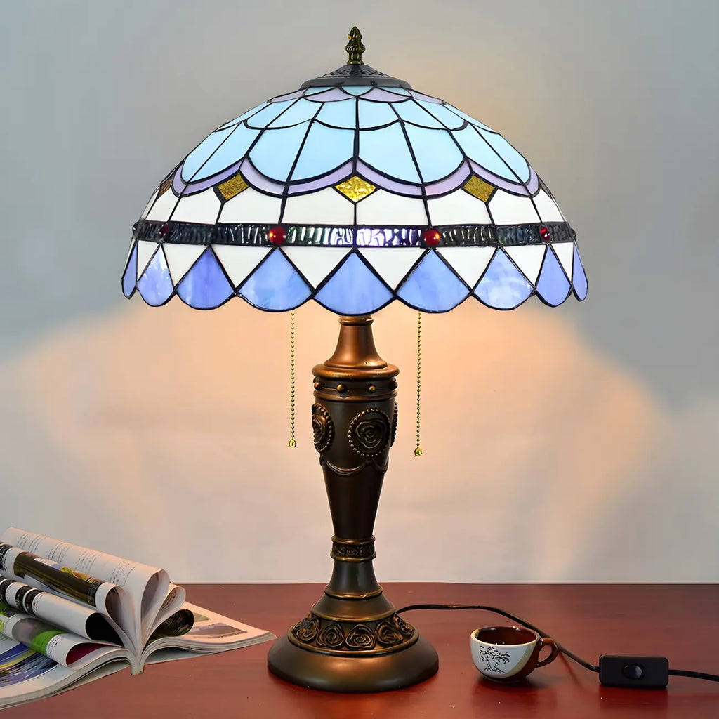 Lampada da tavolo HomeyFad a 2 luci, vintage, con cupola in vetro inossidabile