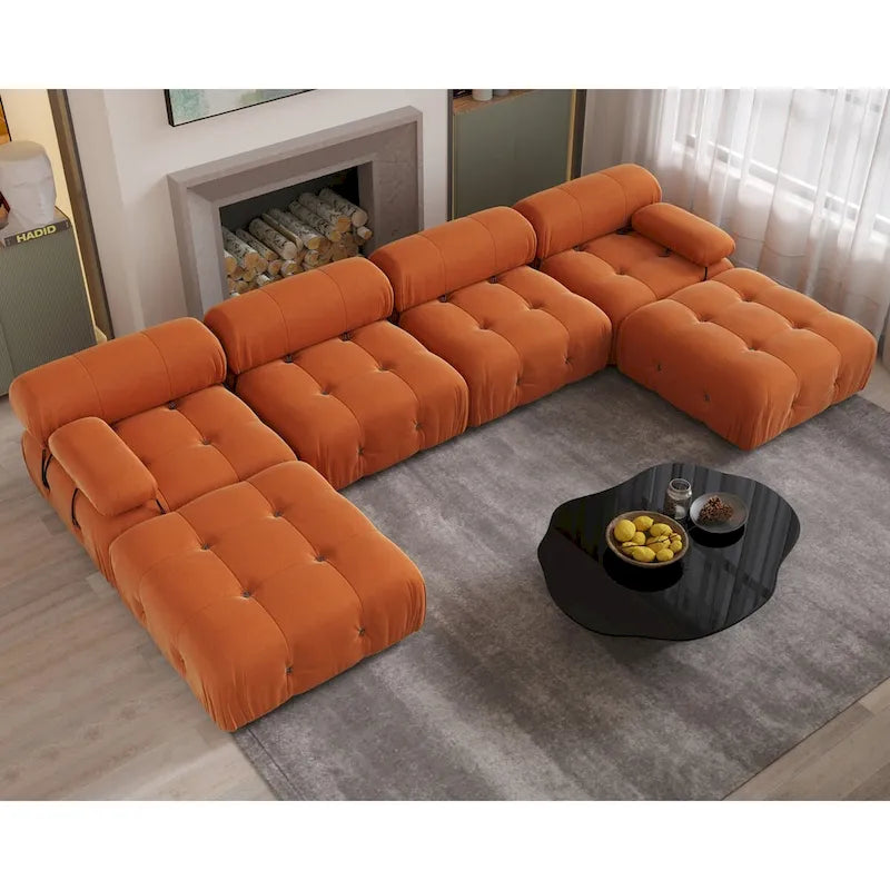 138 Divano componibile convertibile, Divani U-Shape in velluto minimalista