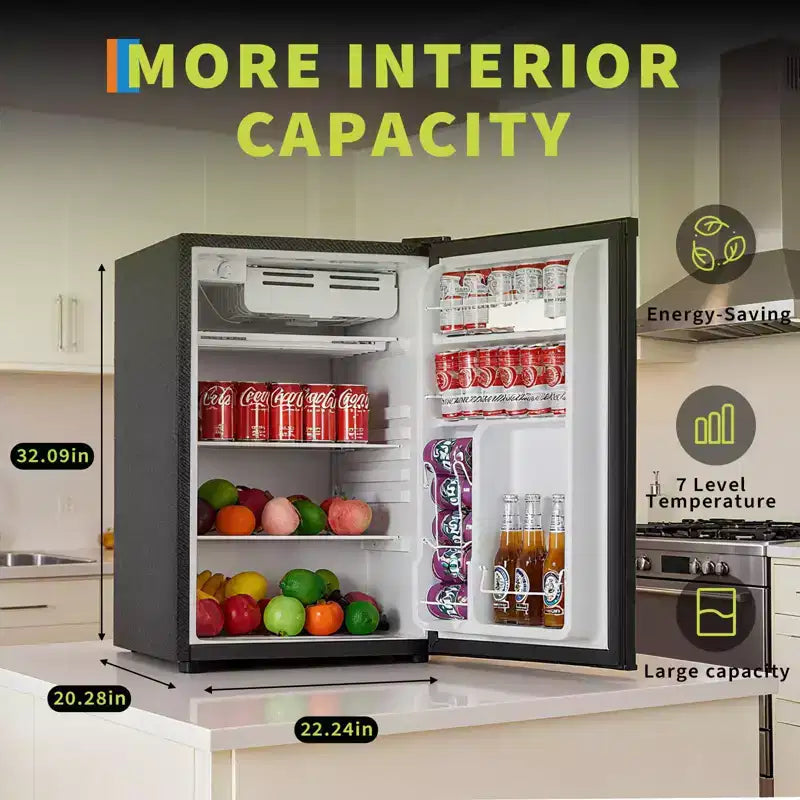 Mini Frigo da 127 Litri con Congelatore, Frigorifero Compatto con Porta Reversibile, Termostato Regolabile ad Alta Efficienza Energetica, Piccolo Frigo