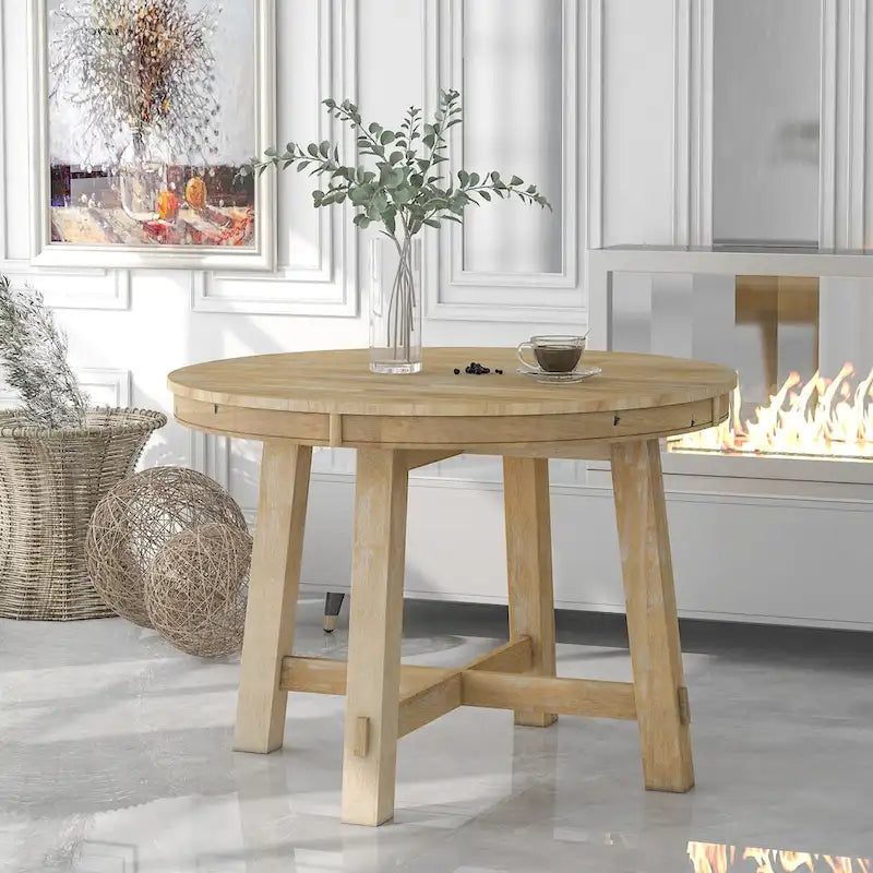 Tavolo da pranzo allungabile rotondo da cascina con 16 inserti in legno per cucina