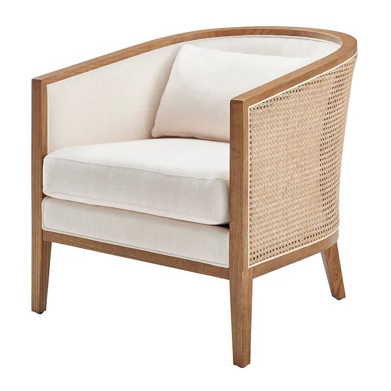Poltrona d'Appoggio in Lino Tillman con Rattan