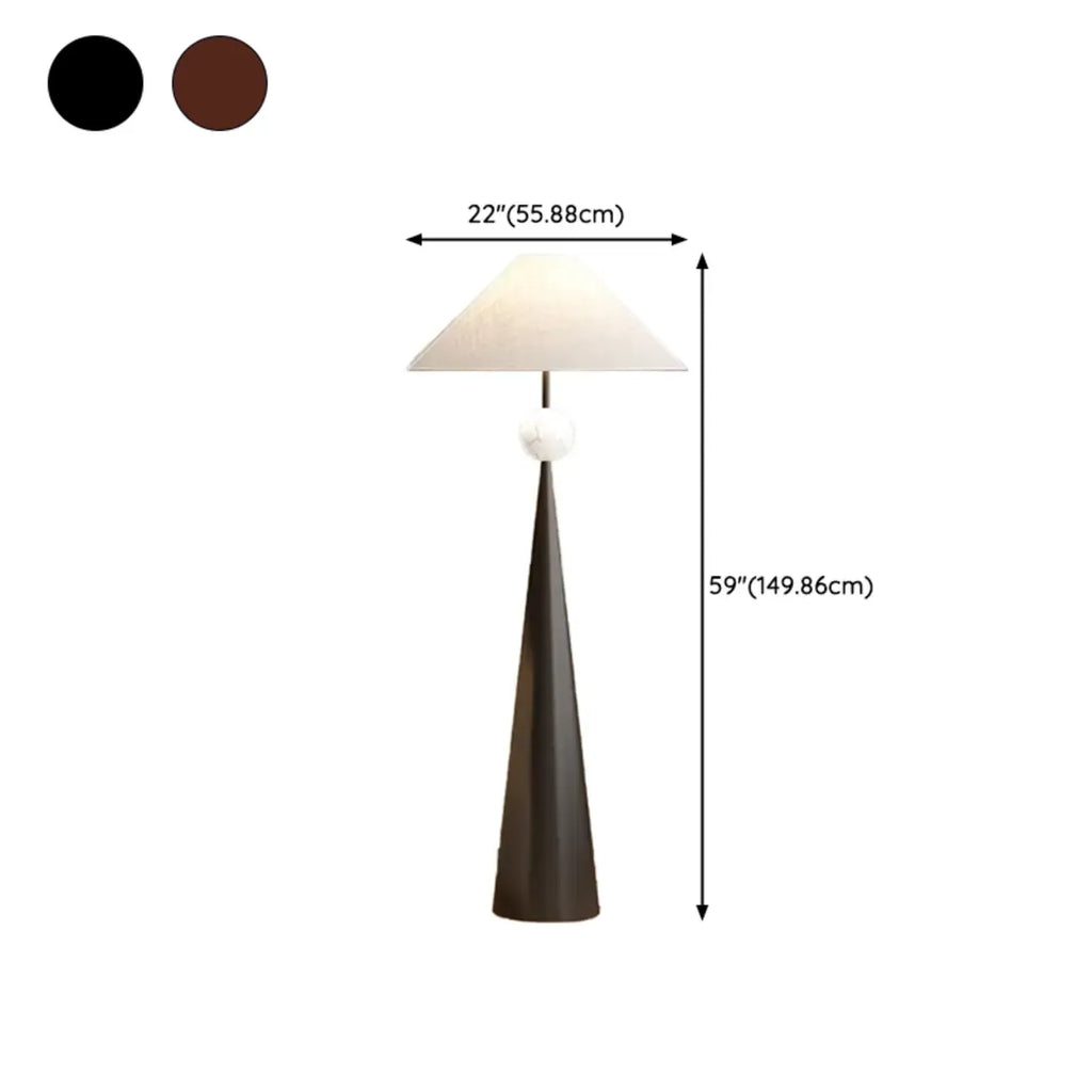 Lampadaire conique contemporain en métal avec abat-jour en tissu