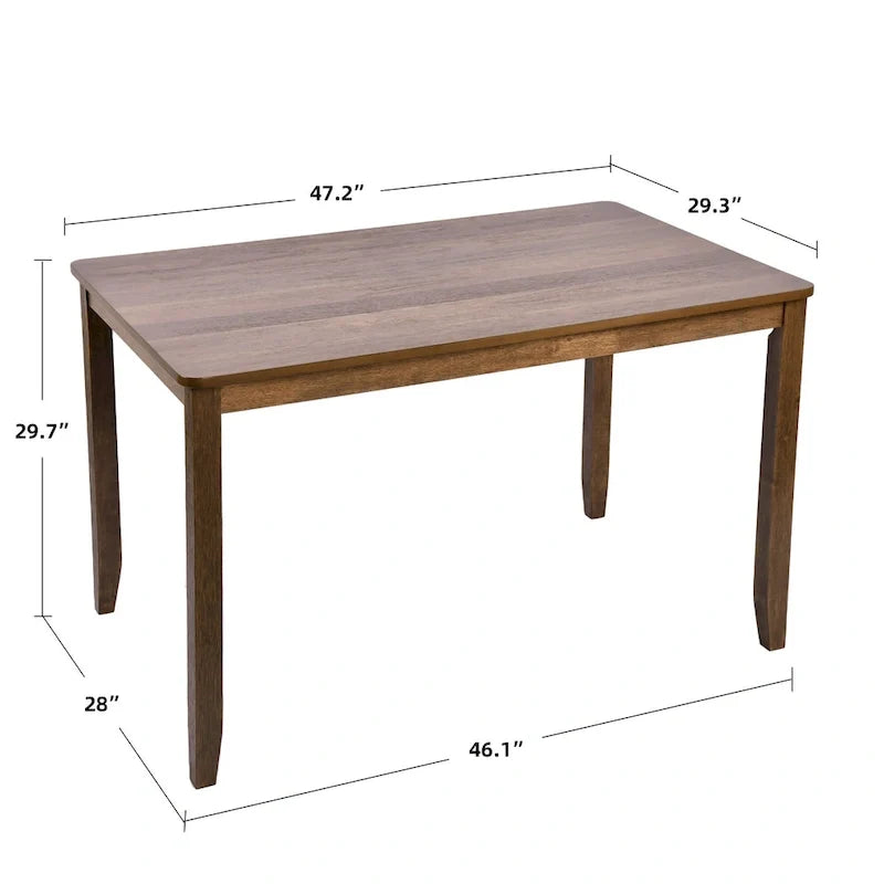 Set di 5 mobili da pranzo in legno massello 47L (1 tavolo + 4 sedie con schienale a doghe)
