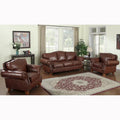 Divano e due poltrone in pelle italiana pieno fiore "Brandon Distressed Whiskey"