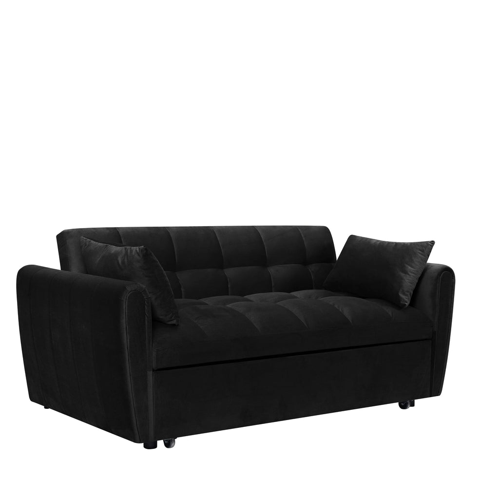 64,96 Velvet Divano Letto Convertibile 3-in-1 con Schienale Regolabile, Tasca Portaoggetti e Capacità di Carico di 227 kg