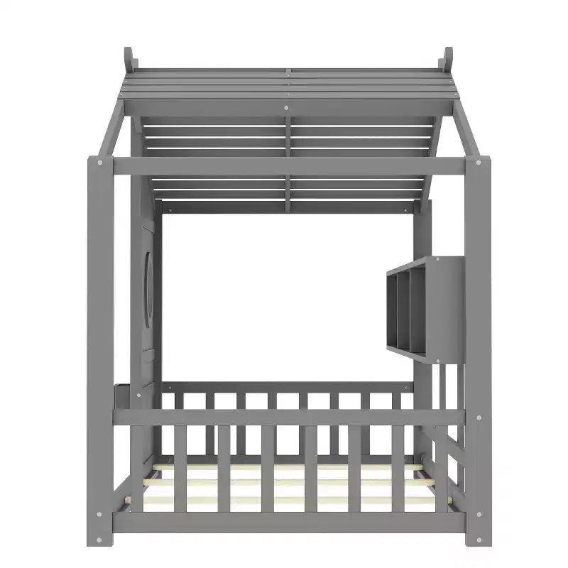 Struttura Letto a Piattaforma per Bambini Doppia/Matrimoniale Letto da Terra per Bambini Letto Montessori Letto a Casetta con Ripiano Portaoggetti - ModernLuxe