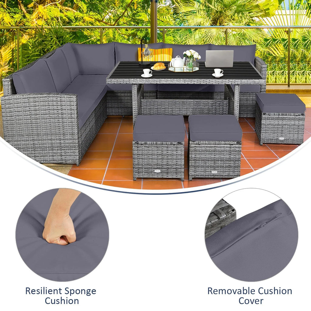 Costway Set da pranzo da 7 pezzi in rattan per esterni Divano componibile ottomano - Vedi dettagli