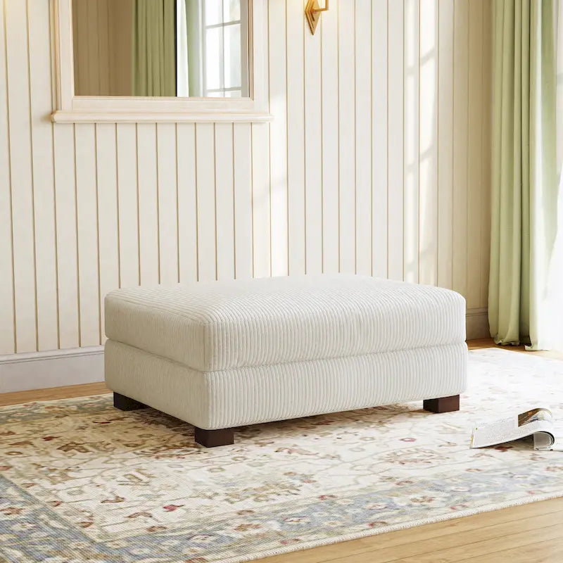 Pouf poggiapiedi oversize in velluto a coste moderno