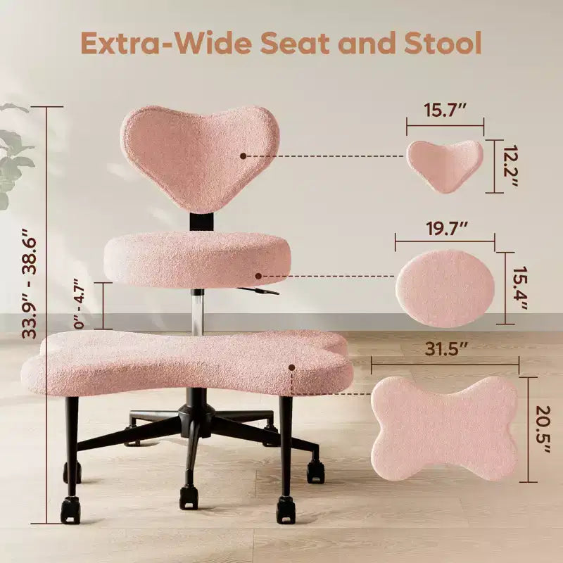 Pinmoco Sedia da ufficio ergonomica Criss Cross, sedia da meditazione regolabile in altezza, girevole a 360°, supporto lombare, sedia da lavoro e da ufficio, sedia ADHD
