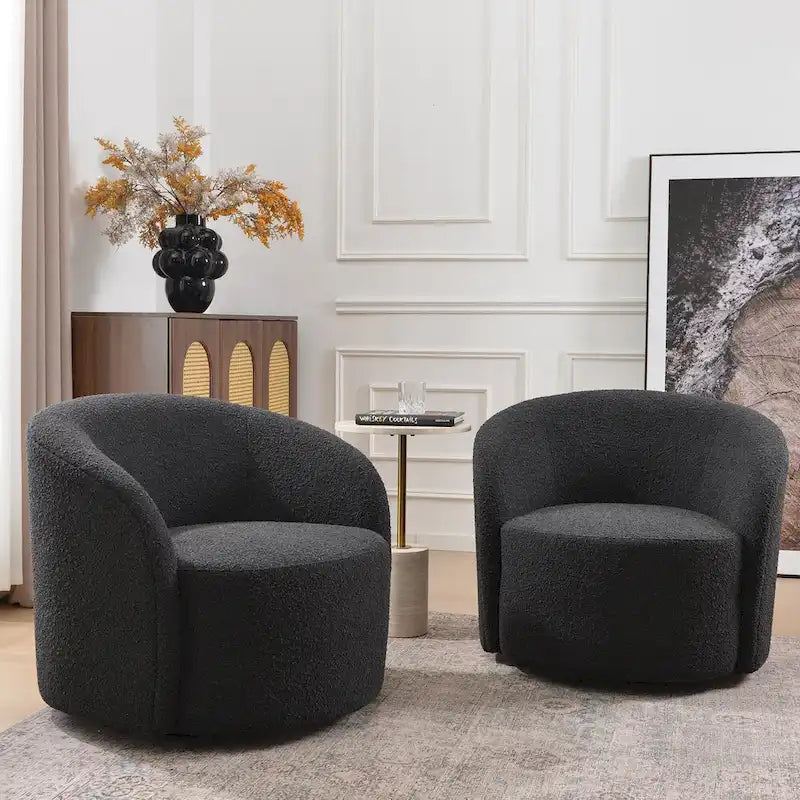 Poltrona girevole a barilotto imbottita KINWELL da 34 pollici (Set di 2)